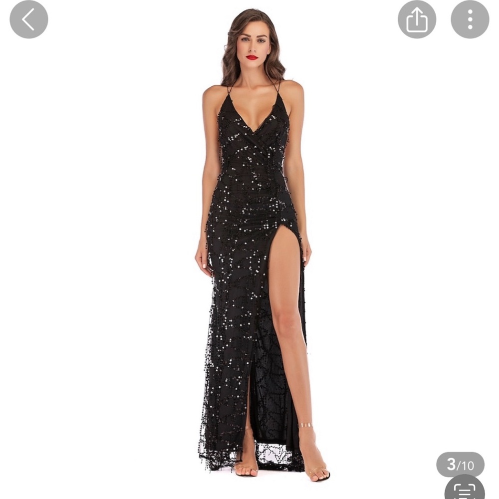 Black Sequins Gown